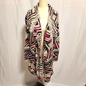 Lucky Brand aztec waterfall Drape Open Cardigan Sweater size xs
